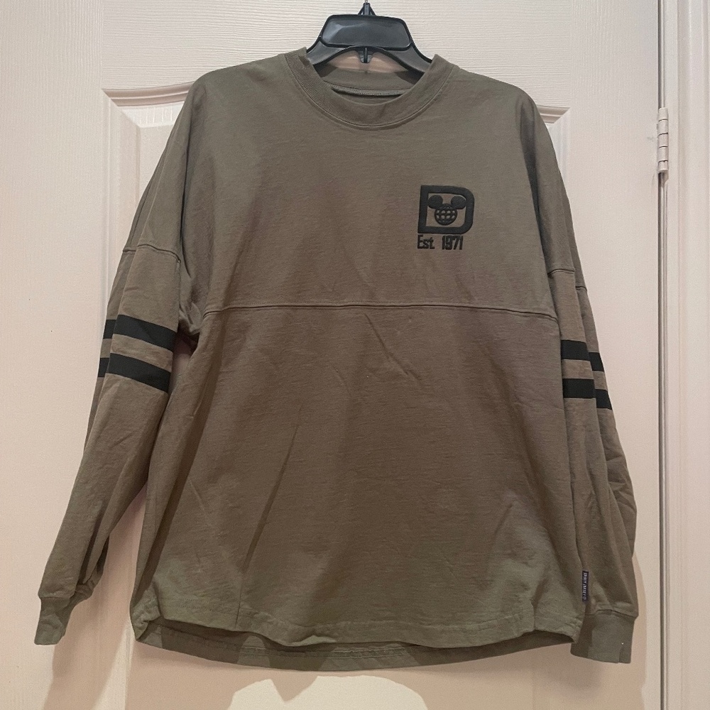 Disney Olive Green Long Sleeve Sweatshirt with Black Stripes